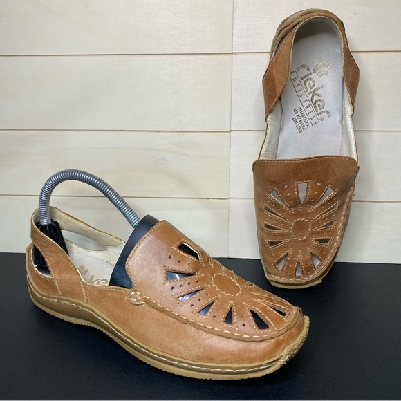 Rieker Tan Cut-Out Flats Size 6.5-7 - Picture 12 of 12